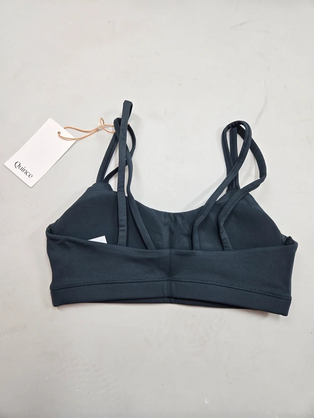 NWT QUINCE Ultra Form Scoop Neck Strappy Bra XS Forest Green 9758